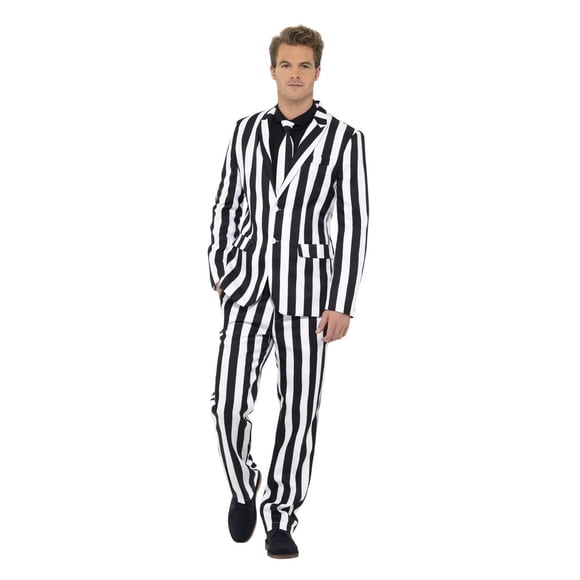 Smiffys Stand Out Humbug Black White Stripe Suit Adult Mens Dress Suit X-LARGE