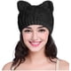 thumbnail image 1 of Lindo gorro de lana tejido con orejas de gato para mujer y niña, gorro de crochet [Kittenear Black], 1 of 5