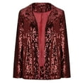 thumbnail image 5 of Jackets for Women Plus Size Fashion Lapel Collared Open Front Sequin Blazer Jacket Womens Long Sleeve Solid Casual Coat Tops Loose Outerwear Blouse Wine qILAKOG Size L, 5 of 6
