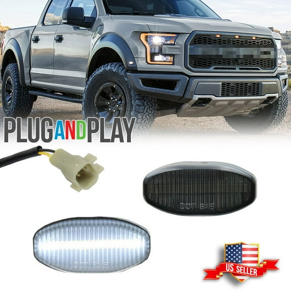 GTINTHEBOX Smoke White LED Strip Fender Marker Corner Lights For 17-up Ford F150 SVT Raptor