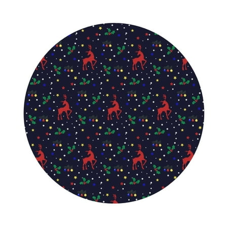 

Pofeuu Christmas Deer Print Leather Coasters Set of 6 Round Cups Mugs Mat Pad for Home Kitchen Heat Resistant Drink Coasters Round Shape