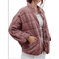 thumbnail image 7 of Womens Lightweight Long Sleeve Full-Zip Quilted Jacket Stand Neck Puffer Jacket Coat Warm Winter Outerwear, 7 of 7