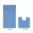 thumbnail image 2 of Better Trends 2 Piece Premium Bathroom Rug Set 100% Cotton Soft Tufted Reversible Bath Rug Water absorbent Bath Mat for Bathroom Shower and Tub Use, Edge Collection Dark Blue (20" x 20" | 24" x 40"), 2 of 5