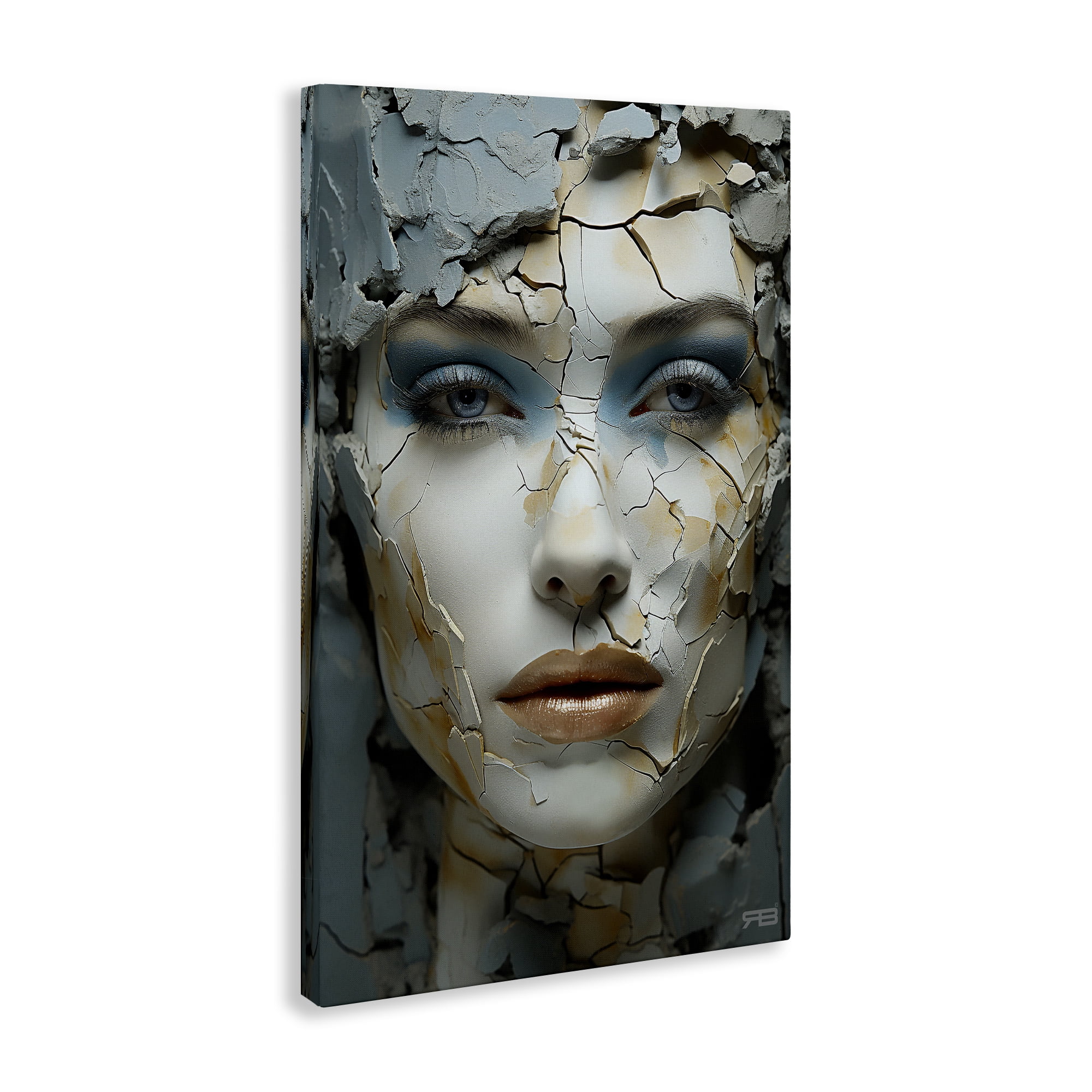 Stupell Industries Cracked Face Abstraction Novelty Painting Gallery Wrapped Canvas Art Print Wall Art, 20 x 30