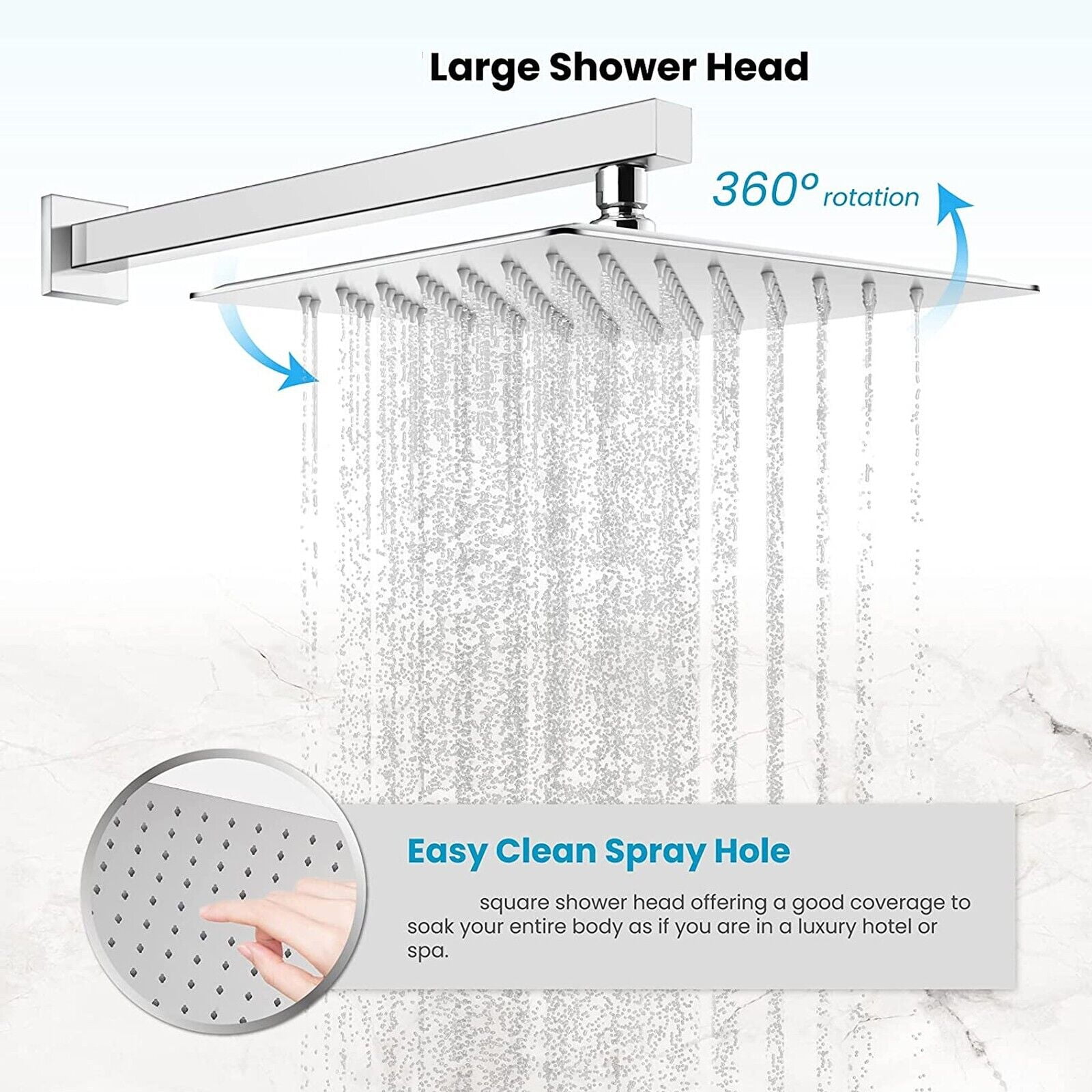 Zovajonia Shower System 12 Inches Shower Faucet Set, Rain Shower Head with Handheld Spray Bathroom Wall Mount Shower Fixtures with Tub Spout Polished Chrome