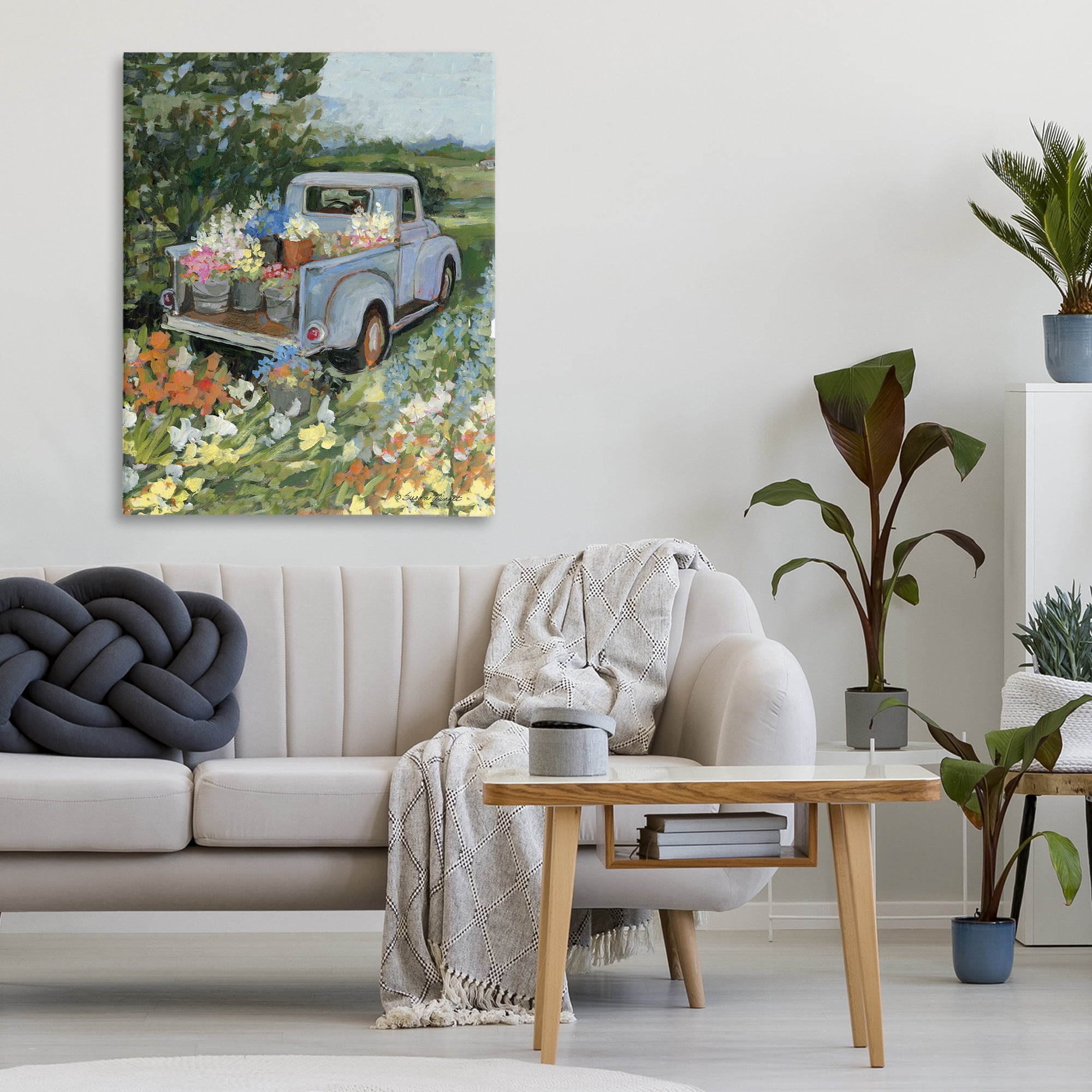 Stupell Industries Truckin' Field with Flowers Canvas Wall Art, design by Susan Winget