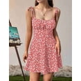 thumbnail image 5 of Women'S Boho Floral Dress Romper Spaghetti Strap Smocked Dress Pink S, 5 of 7