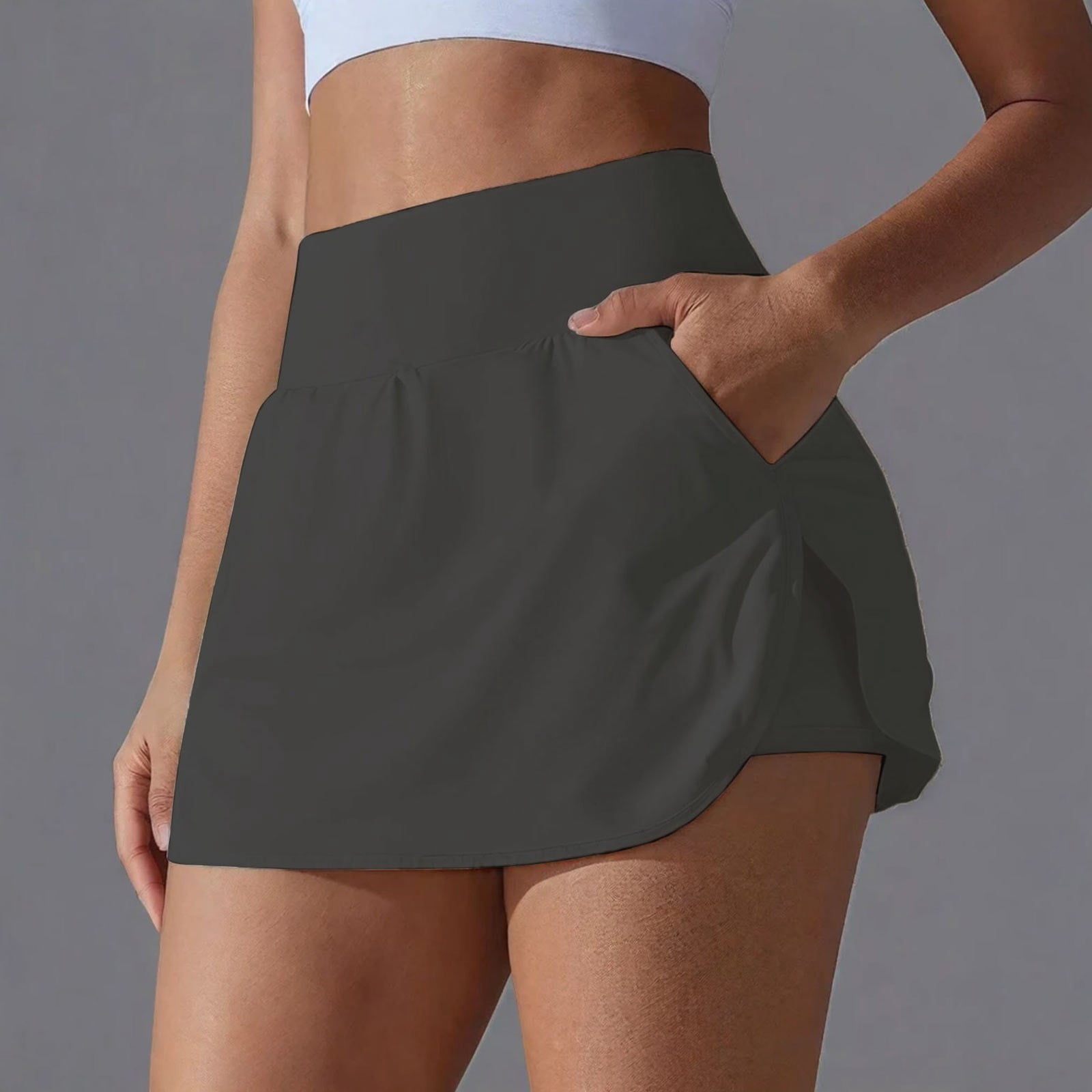 Razzly Women's Dresses Mini Sleeveless Dress Athletic Skirt With Two-Layer Design Casual Tennis Dress Featuring Built-In Shorts for Daily Living and Wear casual dress designed for daily and(Grey,M)
