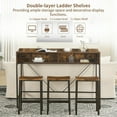 thumbnail image 4 of DEALTOPS 59" 4-Piece Bar Table Set, Dining Table with 3 Saddle Stools, Charging Station & LED Lights, Rustic Brown, 4 of 11