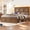 Brown, variant on Queen Size Farmhouse Platform Bed with LED Headboard & Charging Station, Wood Frame, Brown