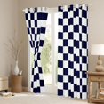 thumbnail image 3 of jejeloiu Vintage Checkered Pattern Curtains Pack of 2 (42x84 Each),Minimalist Geometric Curtains Blackout,Deepblue White Bedroom Curtains For Kids,Ultra Soft Home Decor, 3 of 6