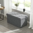 thumbnail image 5 of Ornavo Foldable Tufted Linen Large Storage Ottoman Bench Foot Rest Stool/Seat - 15" x 30" x 15"- Grey, 5 of 6