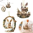 thumbnail image 2 of Acrylic Rabbit Ornament With Floral Design For Car Mirror Or Home Decor Hanging Decoration, 2 of 8