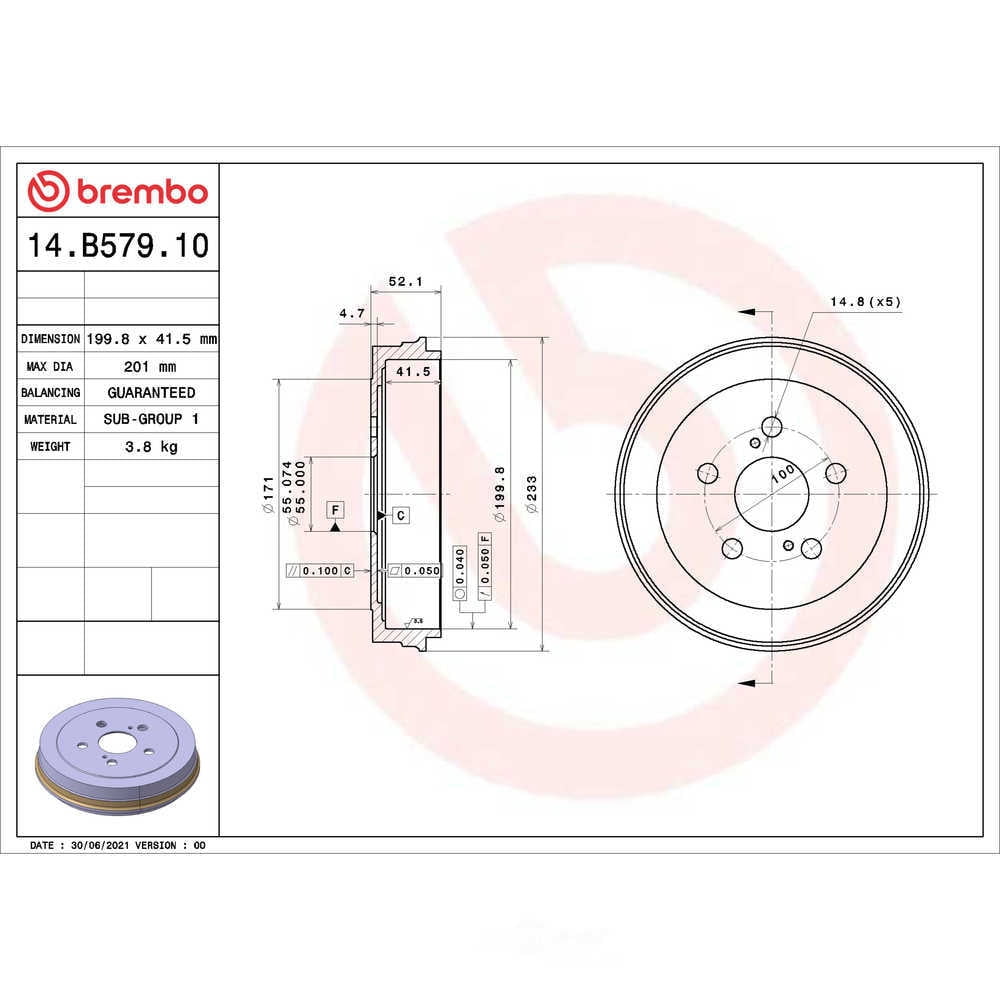 Brembo 14.B579.10 ESSENTIAL Brake Drum