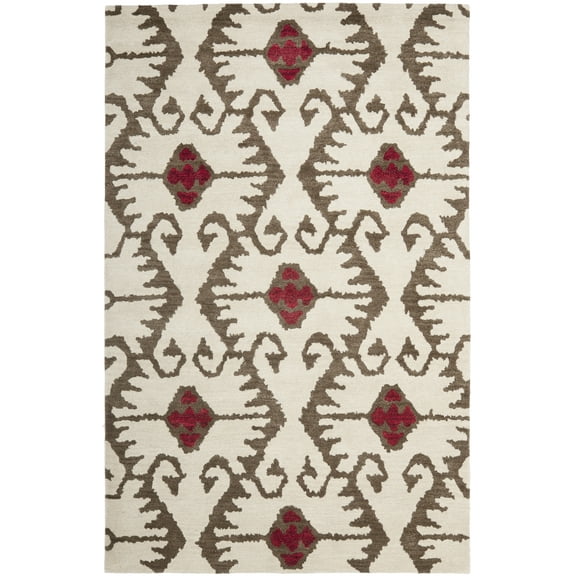 SAFAVIEH Wyndham Dzvonko Southwestern Wool Area Rug, Ivory/Brown, 5' x 8'
