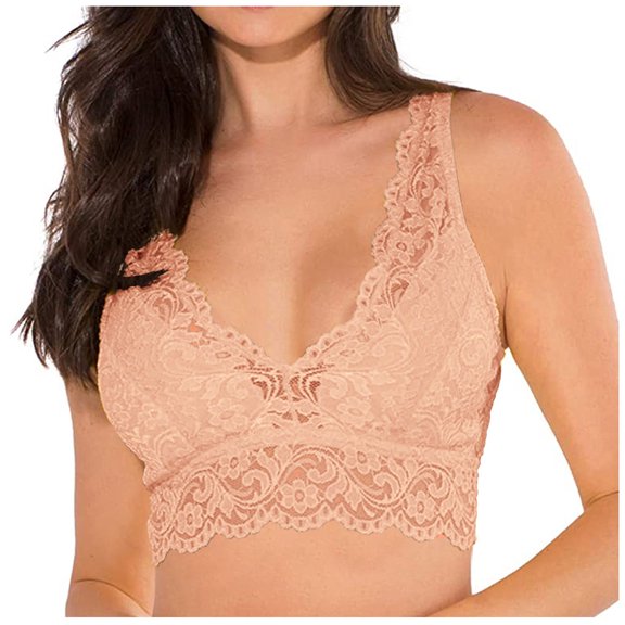 Women Full Coverage Bra Lingerie With Garter Bras Tops Wirefree Comfort Yoga Cami Bras Lace Deep V Braslette Bras
