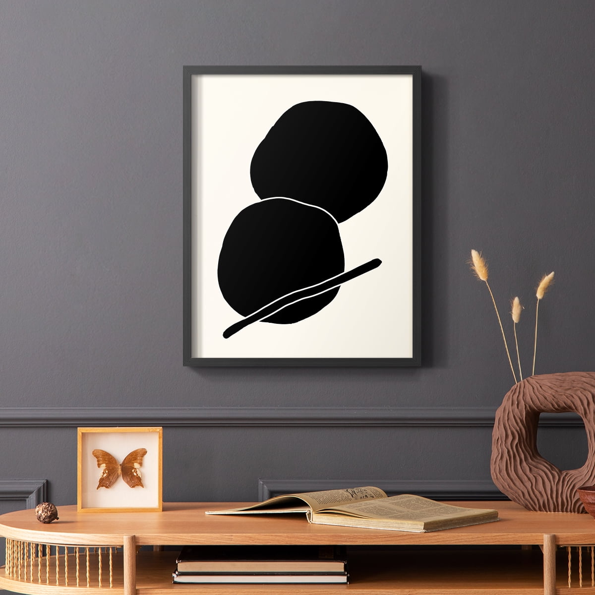 Sticks & Stones I V30 Framed Print in Black Solid Wood Framed Print No Nail Hanging