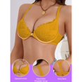 thumbnail image 6 of Gymayou Front Closure Lace Bra For Women Underwire T Back Racerback Bra with Adjustable Strap Yellow 90B, 6 of 7