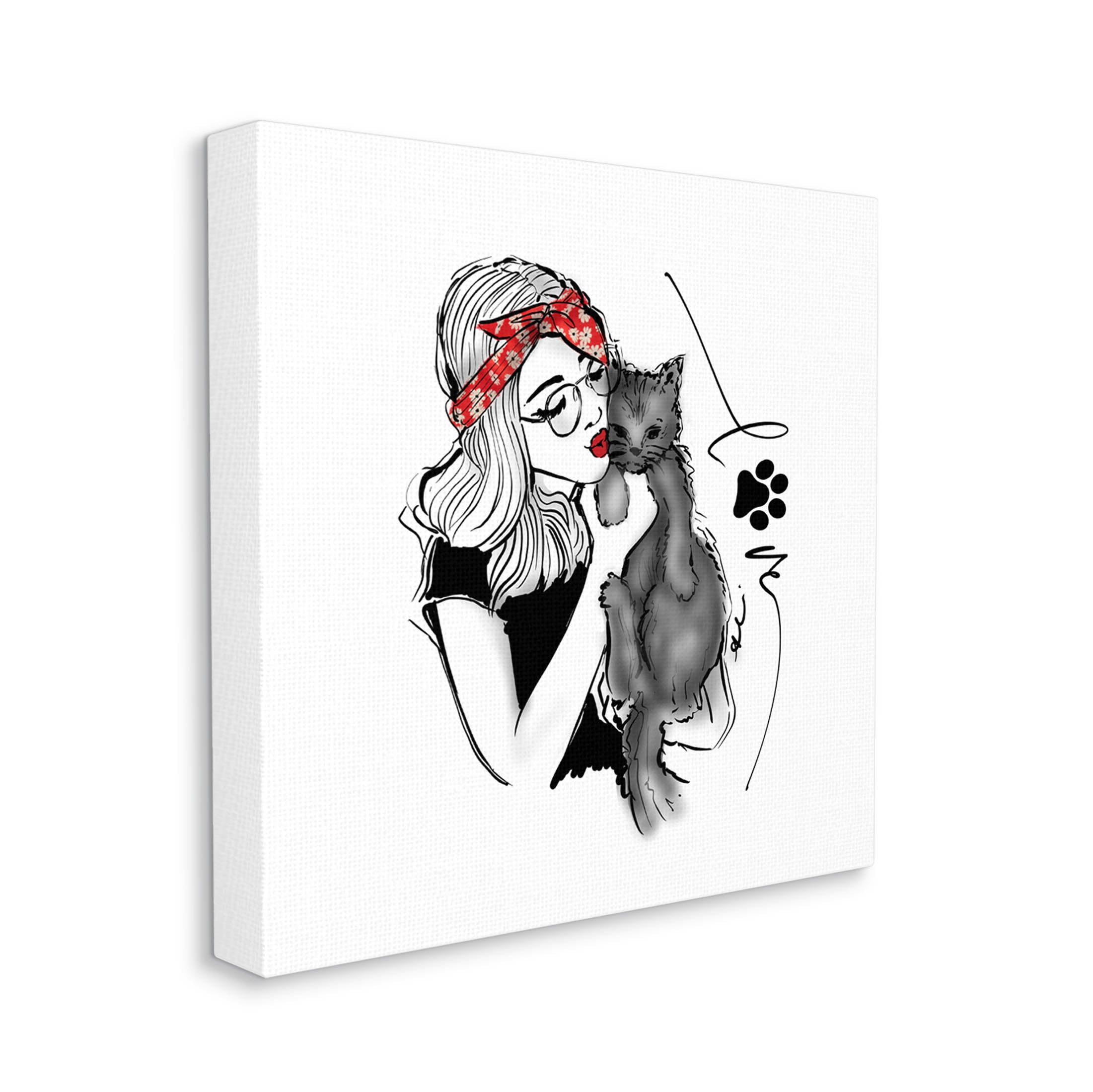Stupell Industries Love Glam Cat Cuddle Graphic Art Gallery Wrapped Canvas Print Wall Art, Design by Alison Petrie