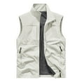 thumbnail image 3 of Mens Cargo Vest Outdoor Sport Workout Jacket Men's Casual Big&Tall Solid Color Sleeveless Stand-up Collar Top Waistcoat Outerwear White XL, 3 of 10