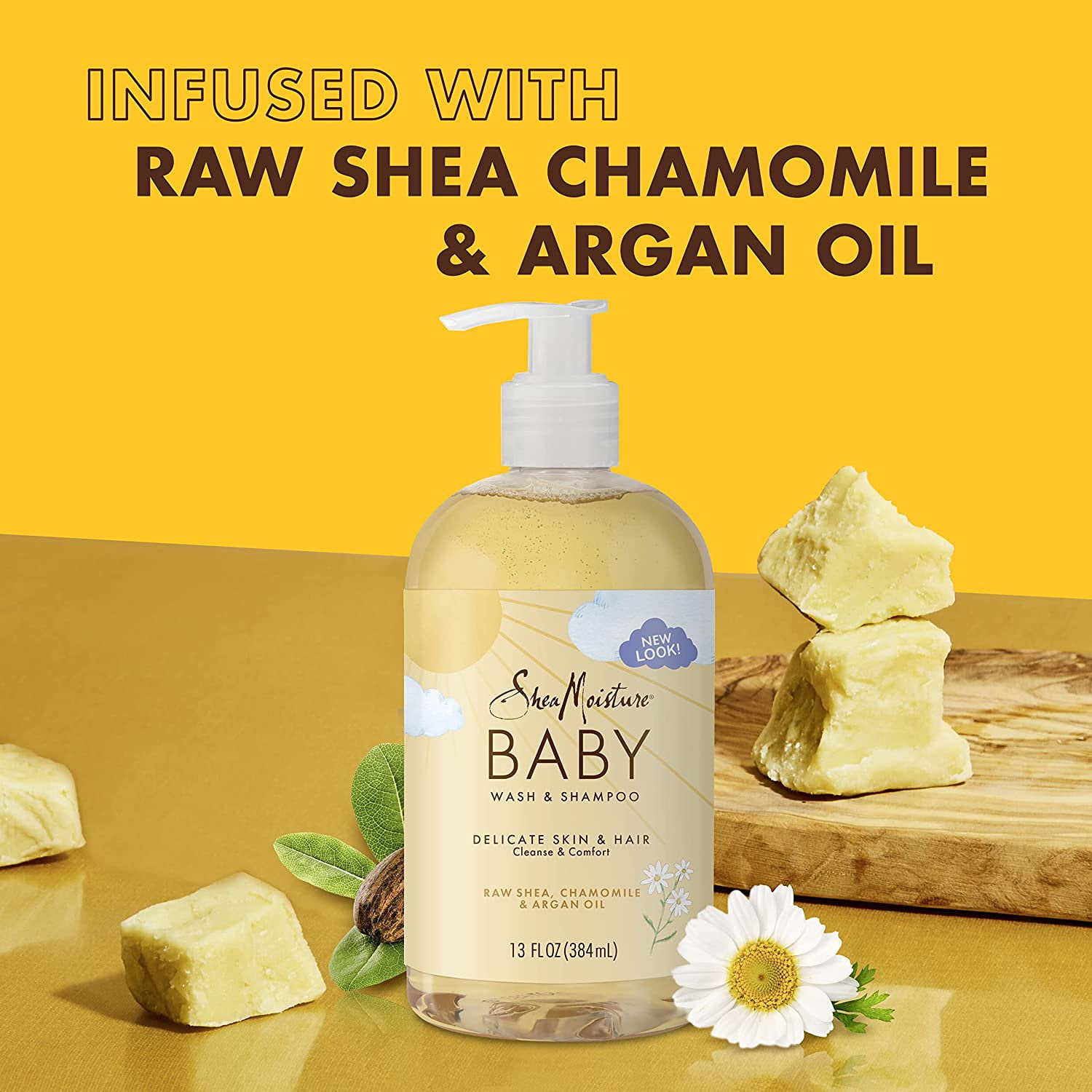 Raw Shea Chamomile & Argan Oil Baby Body Wash by Shea Moisture for Kids - 13 oz Body Wash - Pack of 2