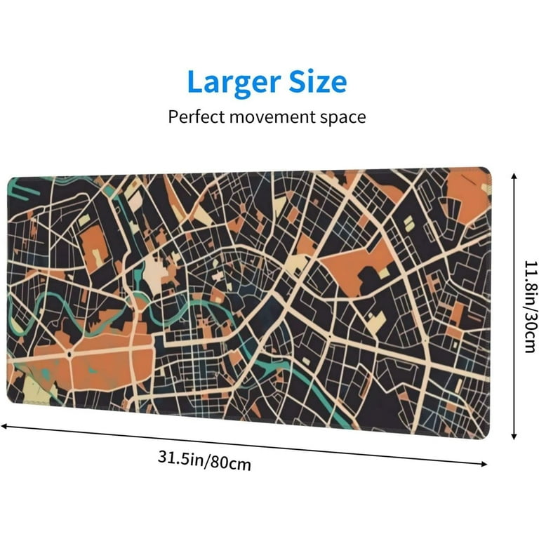 City Street Map Gaming Mouse Pad XL Extended Large Mousepad with