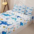 thumbnail image 3 of Homewish Watercolor Shark Kid Zipper Full Size Comforter Sets with Fitted Sheet and 2 Pillowcases, Ocean Coral Zipper Bedding Set, Polka Dots Reversible, 4 Pieces, 3 of 6