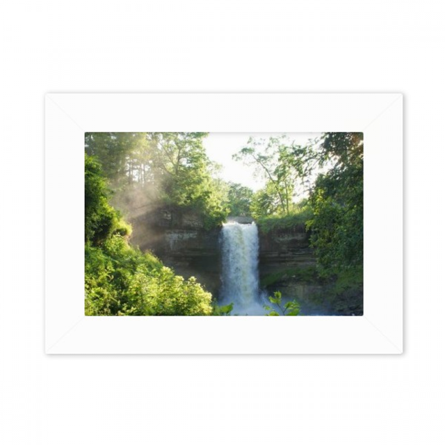 Waterfall Science Nature Forestry Scenery Photo Mount Frame Picture Art Painting Desktop 5x7 inch