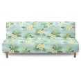thumbnail image 2 of SCRAWLGOD Monstera Palm Leaf Print Armless Sofa Cover for Pets Plumeria Print Stretch Futon Slipcover 3 Seater Washable Couch Cover with Elastic Bottom, 2 of 9