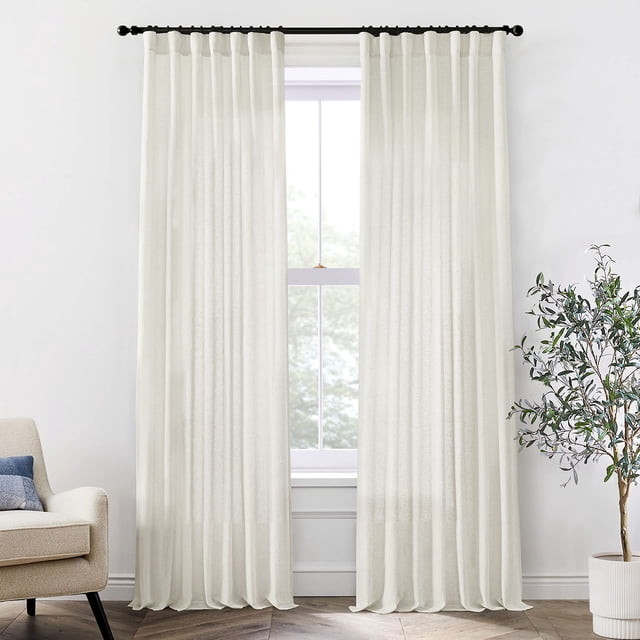Juego de cortinas XTMYI de lino y algodón tipo granja, 214 cm, 2 paneles