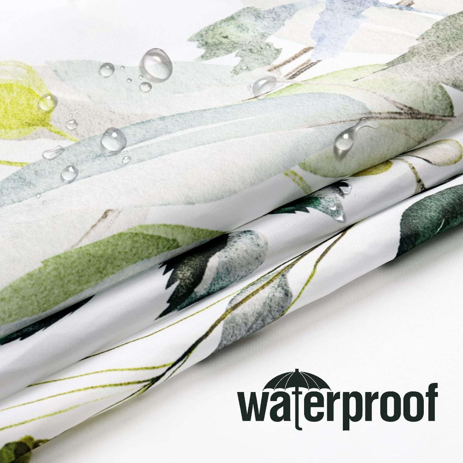 Gibelle Extra Long Shower Curtain 72 x 84, Tall Sage Green Floral Fabric Shower Curtain, Watercolor Plant Eucalyptus Leaves Bathroom Curtains Shower Set with Hooks