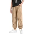thumbnail image 3 of SGFCWSX Boys Athletic Pants Elastic Waist Elastic Cuffs Quick Dry Loose Fit Casual Jogger Trousers with Pockets for Kids Khaki Size 9-10 Years, 3 of 7