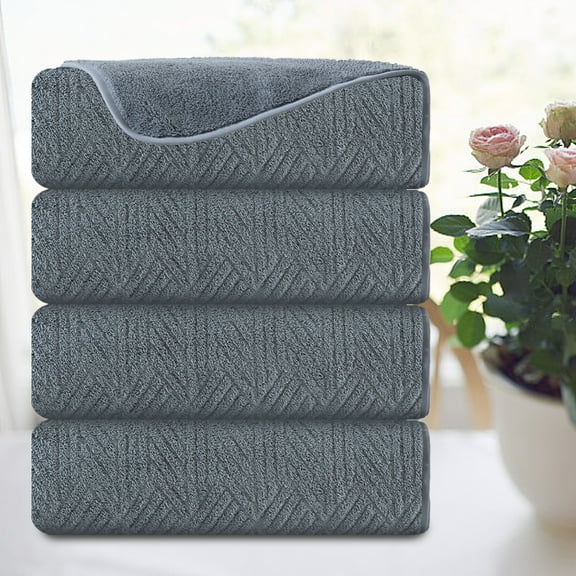 Smuge 4 Pack Oversized Bath Sheet Towels (35 x 70 in,Dark Gray) 600 GSM Ultra Soft Large Bath Towel Set Cozy Quick Dry Bathroom Towels Hotel Luxurious Towels