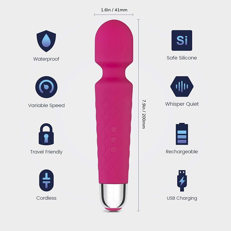 Topcobe Vibrating Massager Wand, USB Cordless Handheld Massager with 8  Powerful Vibration Modes, Pink
