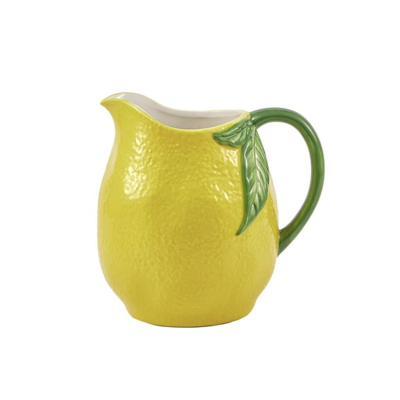 Bico Lemon Shape Cute Handpainted Stoneware Pitcher, Microwave & Dishwasher Safe, Jug for Water, Drinks, Mocktails