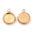 thumbnail image 5 of 100 pc Ion Plating(IP) 304 Stainless Steel Pendant Cabochon Settings Lace Edge Bezel Cups Flat Round Golden Tray: 8mm 13x10.5x3mm Hole: 1.8mm, 5 of 5