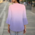 thumbnail image 6 of Womens Tunic Tops Dressy Casual V Neck Business Chiffon Blouses 3/4 Length Sleeve Pleated Trendy Work Shirts Pink S-Xxl, 6 of 6