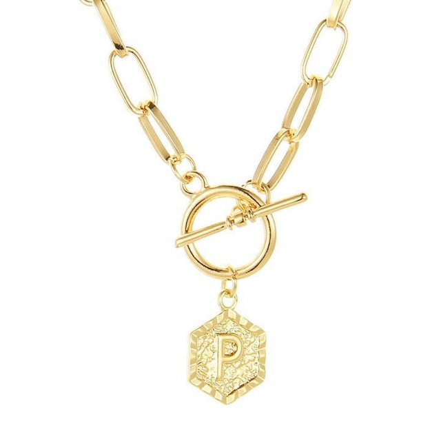 Bilqis Chaîne Pendentif Lettre Anglaise 26 Deals, Collier Rétro Paperclip Hexagone