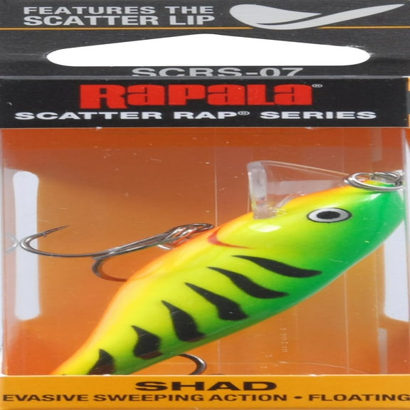 Rapala SCRS07FT Scatter Rap Shad Bait with 2 Size 7 Treble Hooks Fire tiger 2.75 In.