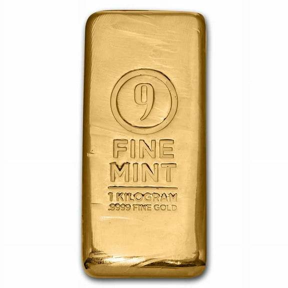 1 Kilo Cast-Poured Gold Bar - 9Fine Mint