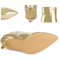thumbnail image 3 of Unique Bargains Mirror Leather Pointy Toe Zipper Stiletto Heels Ankle Boots for Women Gold 8, 3 of 6