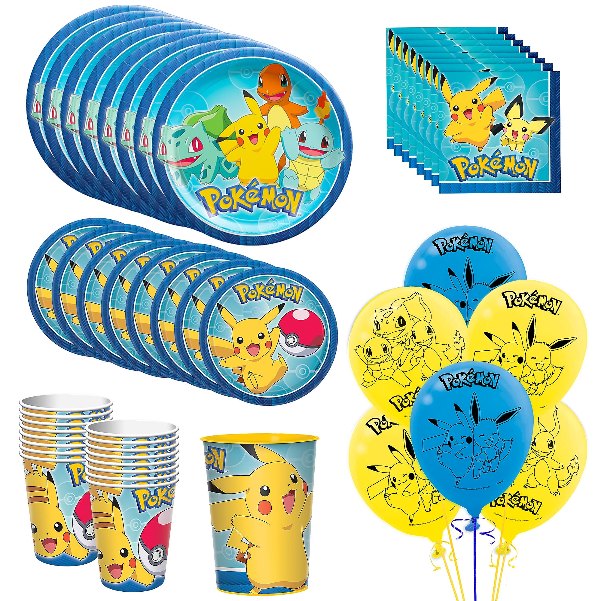 Pokemon 9th Birthday Party Supplies and 16 Guest 95pc Balloon Decoration Kit 