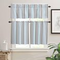 thumbnail image 2 of Blue Grey Stripes Kitchen Curtains, Simple Striped Lines Minimalist Modern 3-Piece Kitchen Curtain Valance and Tiers Set 24 Inch Length, Rod Pocket Half Window Curtains for Cafe Living Room Bathroom, 2 of 6
