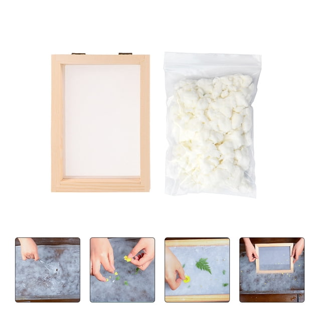 SEWCHICS 1set Diy Handmade Paper Making Tools Includes Dual Mold Frame Dry Pulp For Crafting Environmental Education