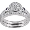 1/2 Carat T.W Diamond and Created Blue Sapphire Cluster Sterling Silver Bridal Set