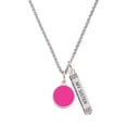thumbnail image 1 of Delight Jewelry Silvertone Small Hot Pink Enamel Disc Silvertone Always My Sister Bar Charm Necklace, 23", 1 of 4