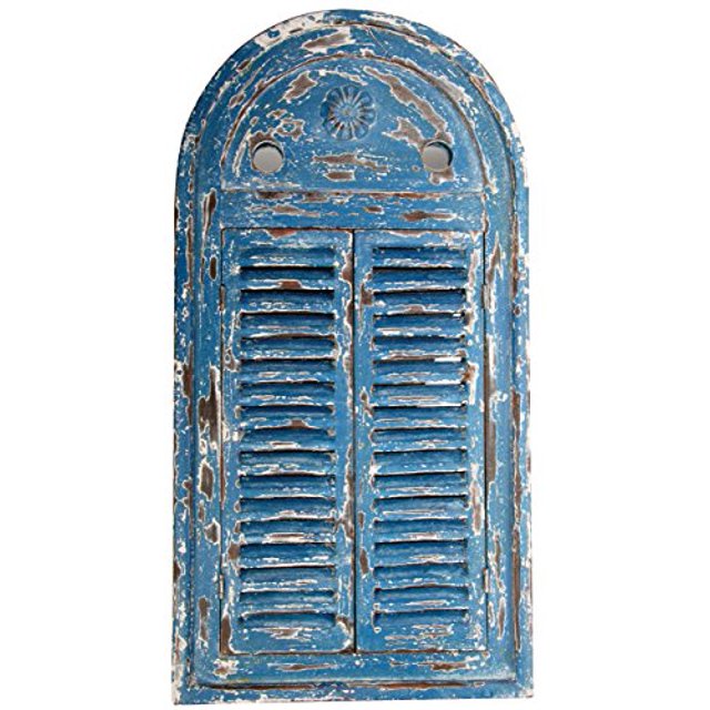 Esschert Design WD13 Miroir Louvre en Détresse, Finition Bleue