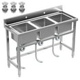 thumbnail image 3 of 3 Compartment Outdoor Freestanding Kitchen Sink with Adjustable Legs, Commercial Utility Sink, Utility Sink, Kitchen Sink for Farmhouse, Outdoor Use, 3 of 8