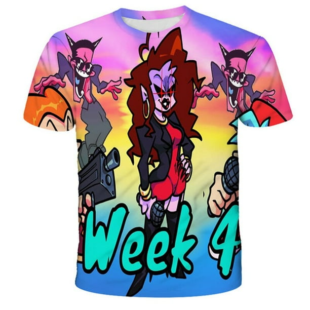 Camisetas de Fridany Night Funkin para niños, camisetas con estampado de dibujos animados para niños y niñas, camisetas informales de manga corta para niños, ropa de 1 a 14 años, 6 años Gao Jinjia LED