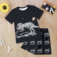 thumbnail image 2 of HCNTES Toddler Baby Boy Spring Clothes Dinosaur Print Short Sleeve T-Shirt Top + Elastic Waist Shorts Set Summer Outfit For 18-24 Months 2t 3t 4t 5t 6t Summer Pjs kids(Z01-Watermelon Red,7-8 Years), 2 of 6